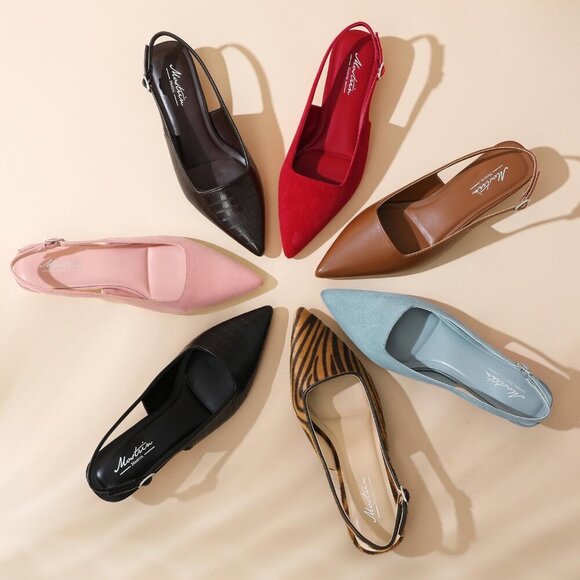 Women's Light Blue Pointed Closed Toe Slingback Kitten Heels Pumps Party Shoes - Picture 9 of 9